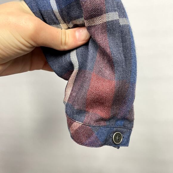 Cloth & Stone | Anthropologie Blue & Red Plaid Ruffle Detail Shift ShirtDress - Picture 6 of 9